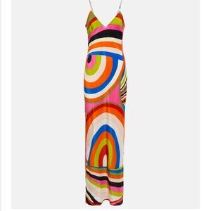 Emilio Pucci Multicolor Striped & Swirl Maxi Dress